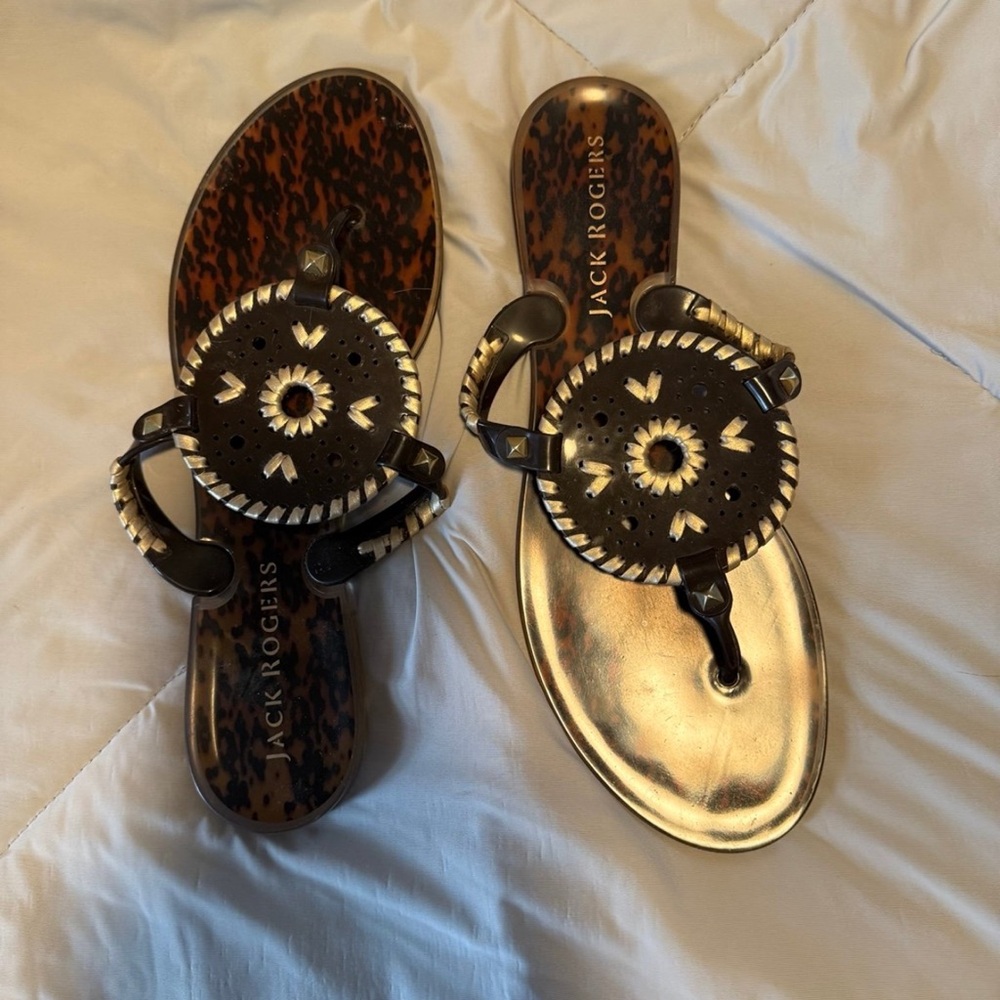 Jack Rogers Georgica Jelly Tort/Brown/Gold 10 M